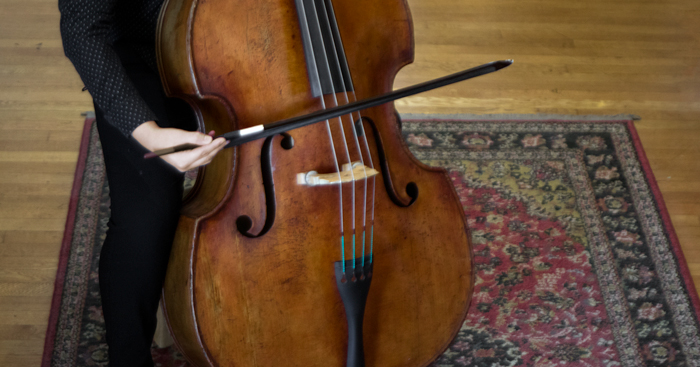 An Ernst Saumer upright bass being bowed